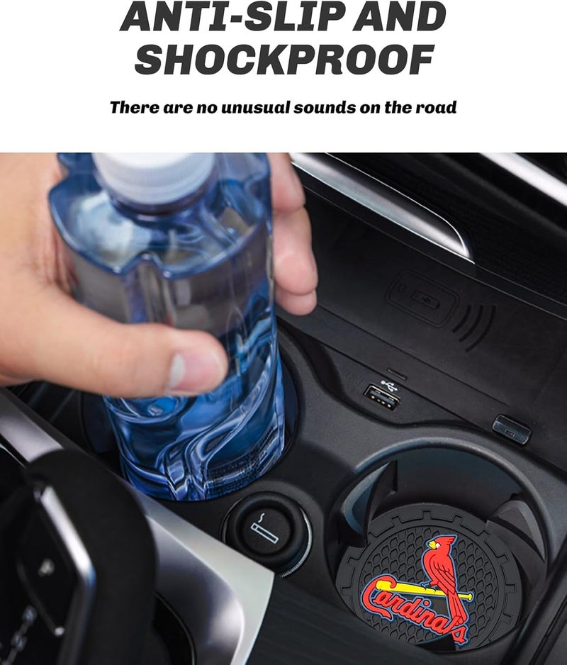 Kaleduo 2PCS Car Cup Holder Coaster,Auto Cup Holder Insert Coaster for St. Louis Cardinals Baseball Fans, Non-Slip Car Drink Holder Mat, Interior Accessories, St. Louis Cardinals - Image 4